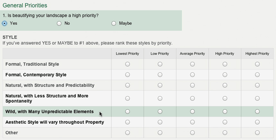 PermaDesign's handy and instructive questionnaire.